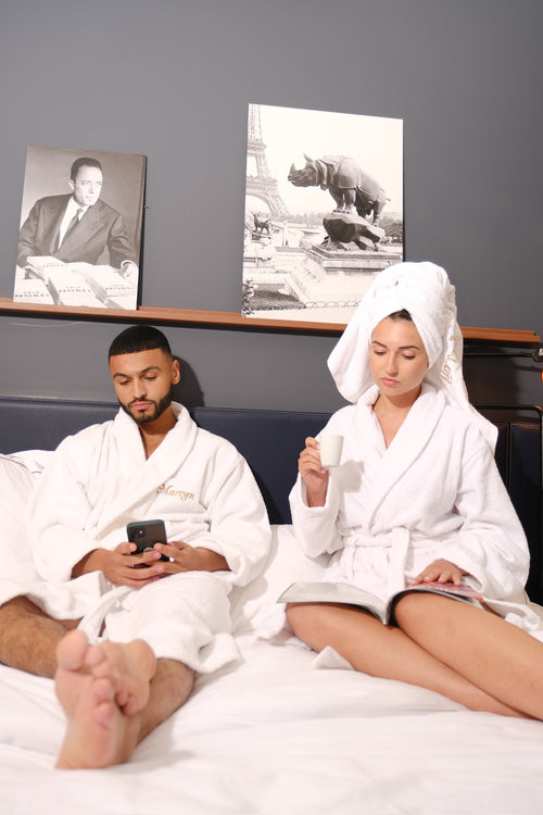 Duo de peignoirs de bain personnalisés pour couple
