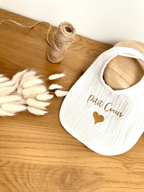 Bavoir gaze coton brodé cadeau naissance