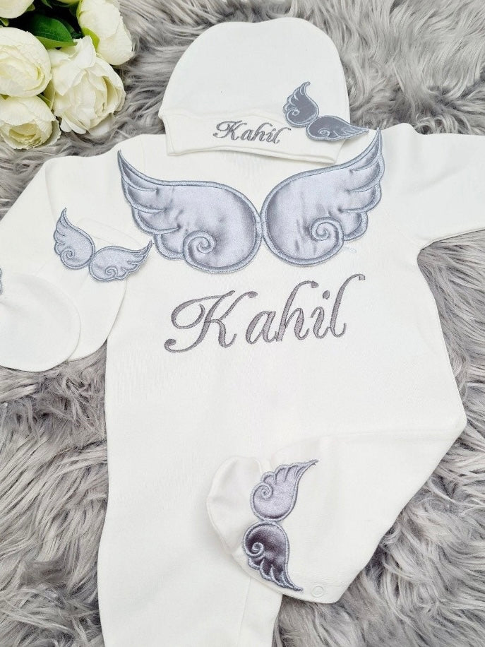 Ensemble pyjamas ailes d'anges gris