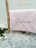 Couverture rose broderie argent personnalisée