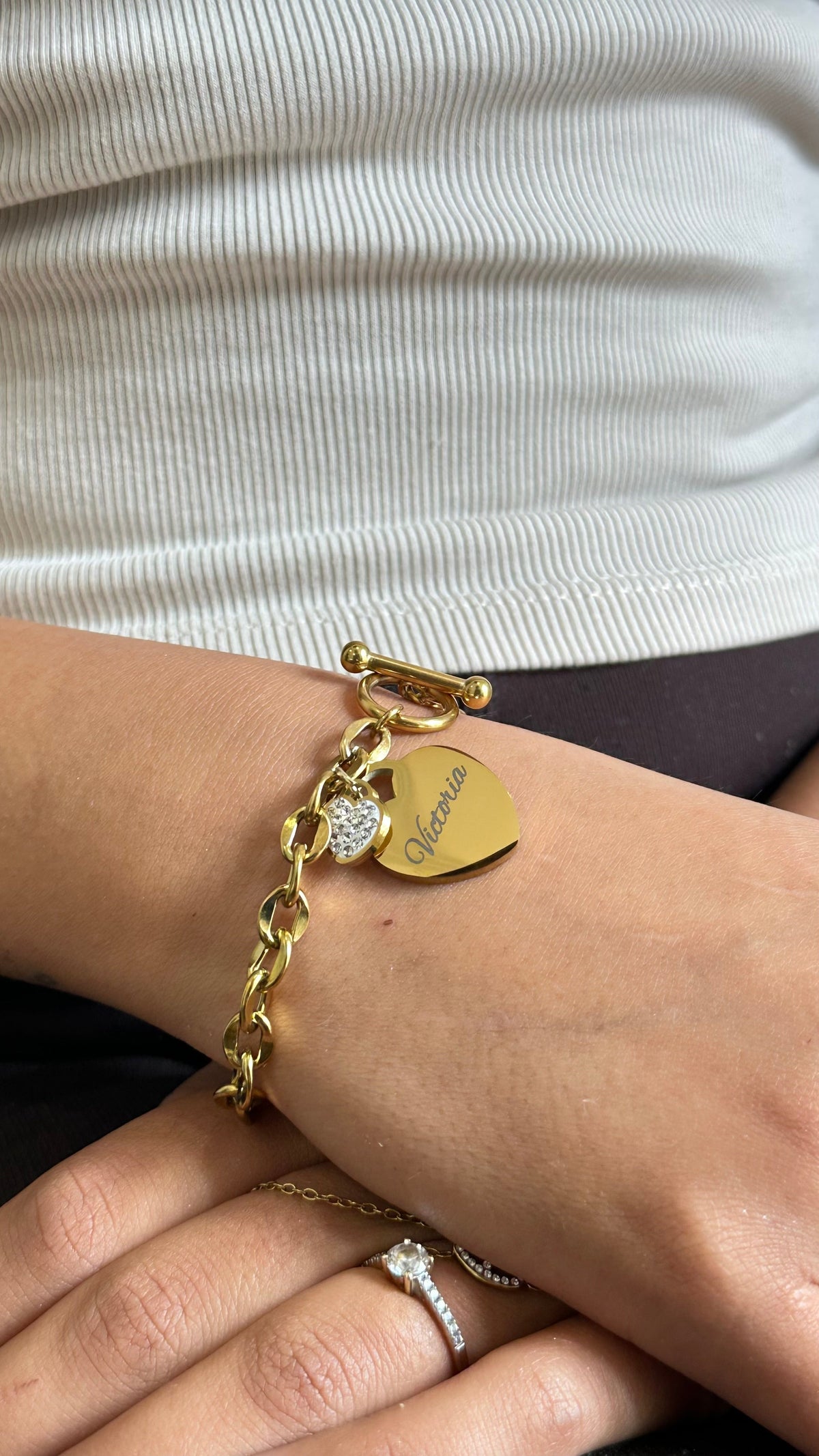 Bracelet Cœur Acier Inoxydable Gravé