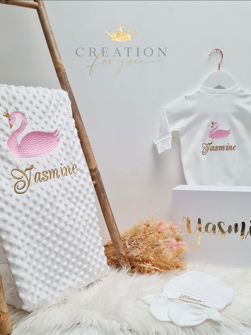 Box motif cygne coffret naissance personnalisé