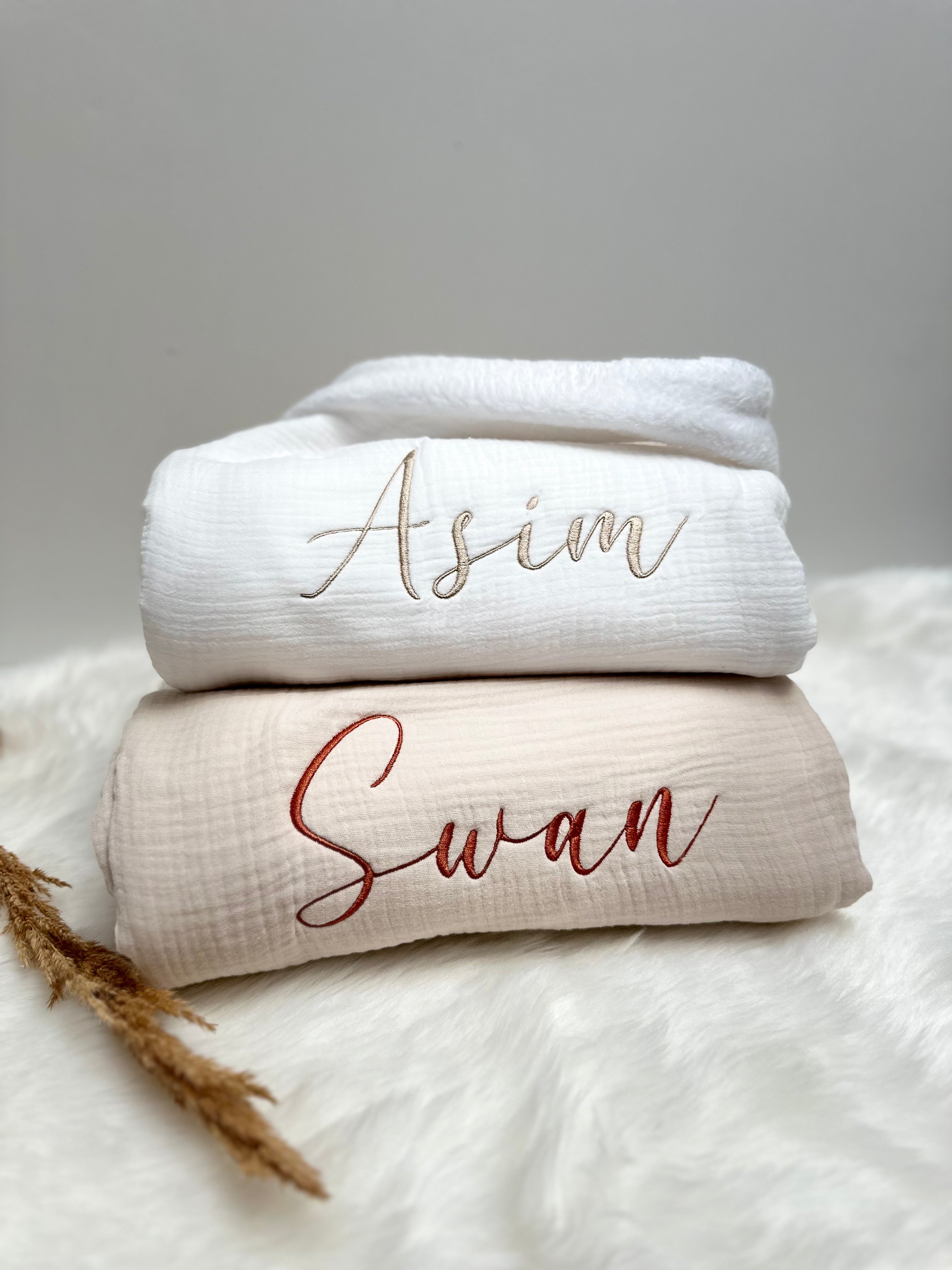 couverture bebe gaze de coton broder