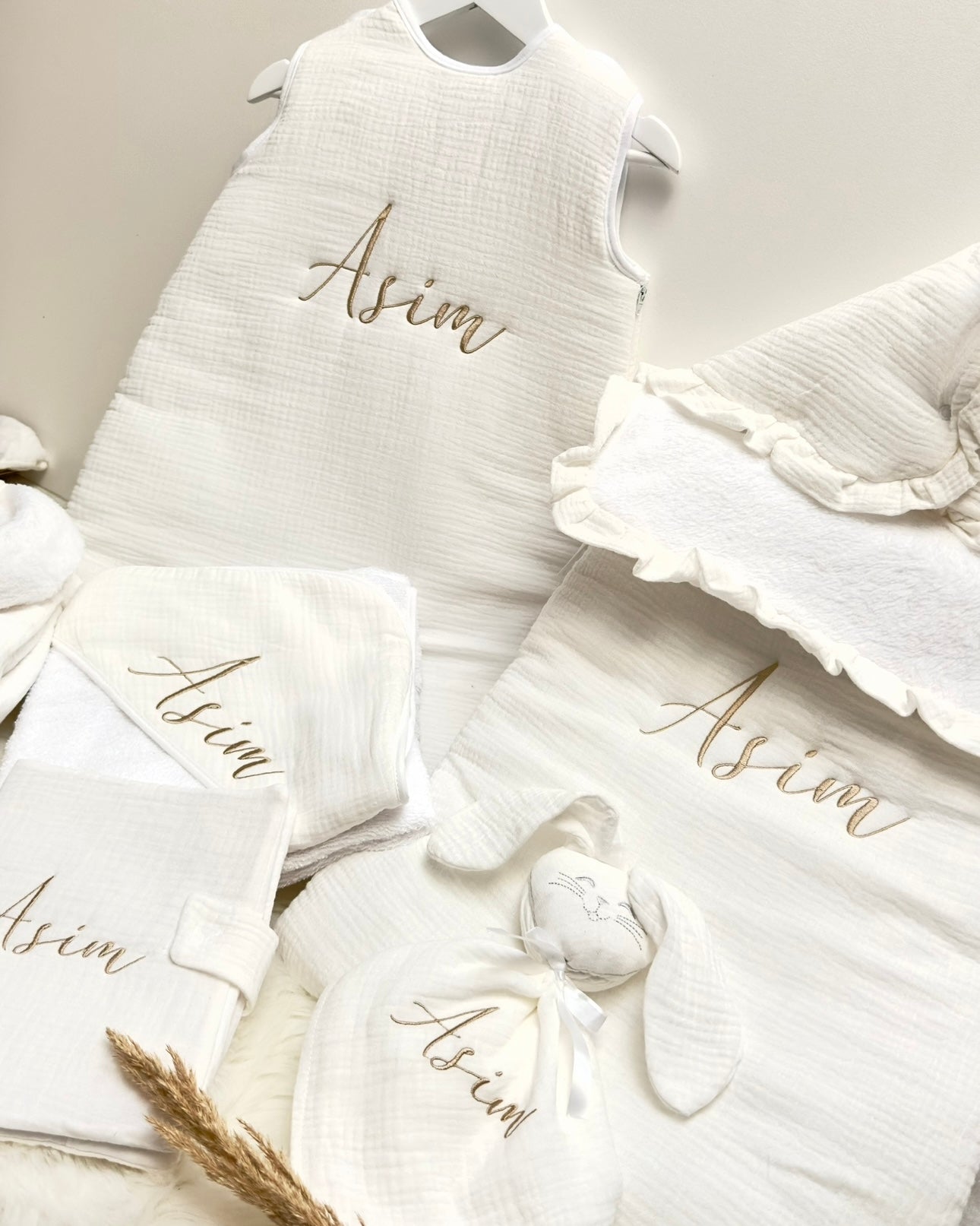 Ensemble naissance 6 pièces en gaze de coton  