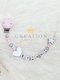 Attache tétine Silver Pink personnalisée