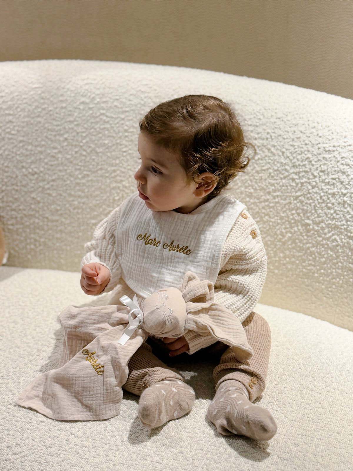 Doudou bébé personnalisé en gaze de coton