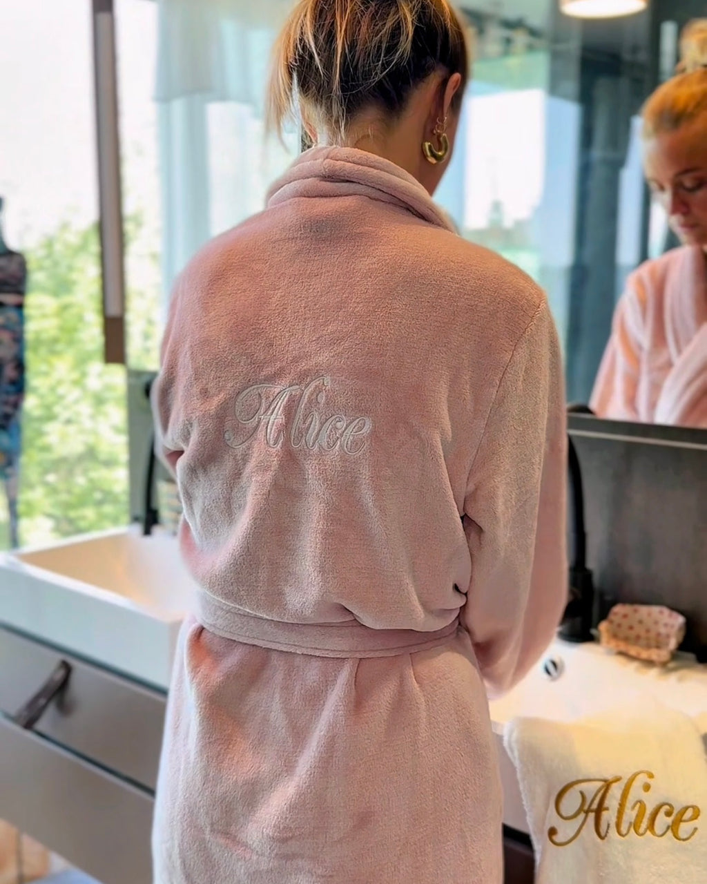 Peignoir polaire rose chaud cocooning cadeau femme
