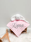 doudou lapin rose personnalise broder
