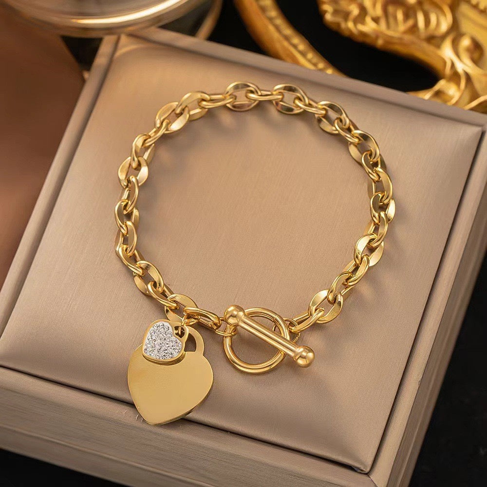 Bracelet Cœur Acier Inoxydable Gravé