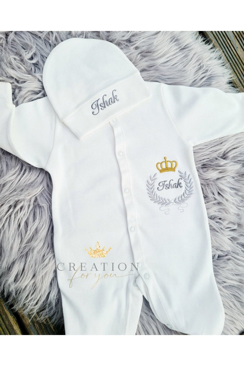 Ensemble 3 pièces royale naissance personnalisé