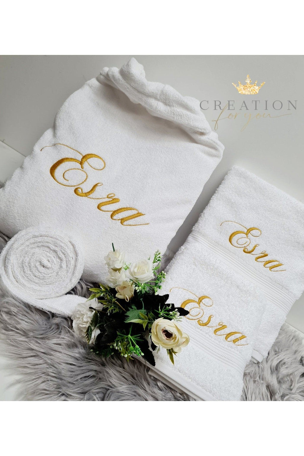 Coffret de bain 3 pièces personnalisé éponge coton
